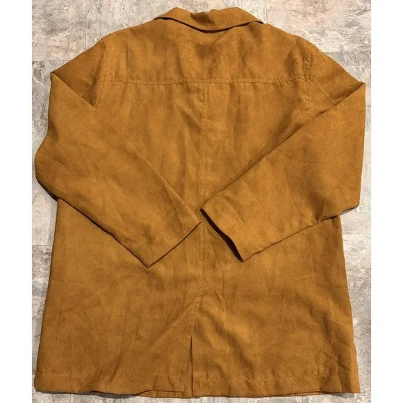 Vintage Faux Suede Chore Coat Brown Button Up Shirt Jacket Size M Western Boho - Picture 7 of 9